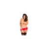 Porte-jarretelles string rouge grande taille fine maille 
